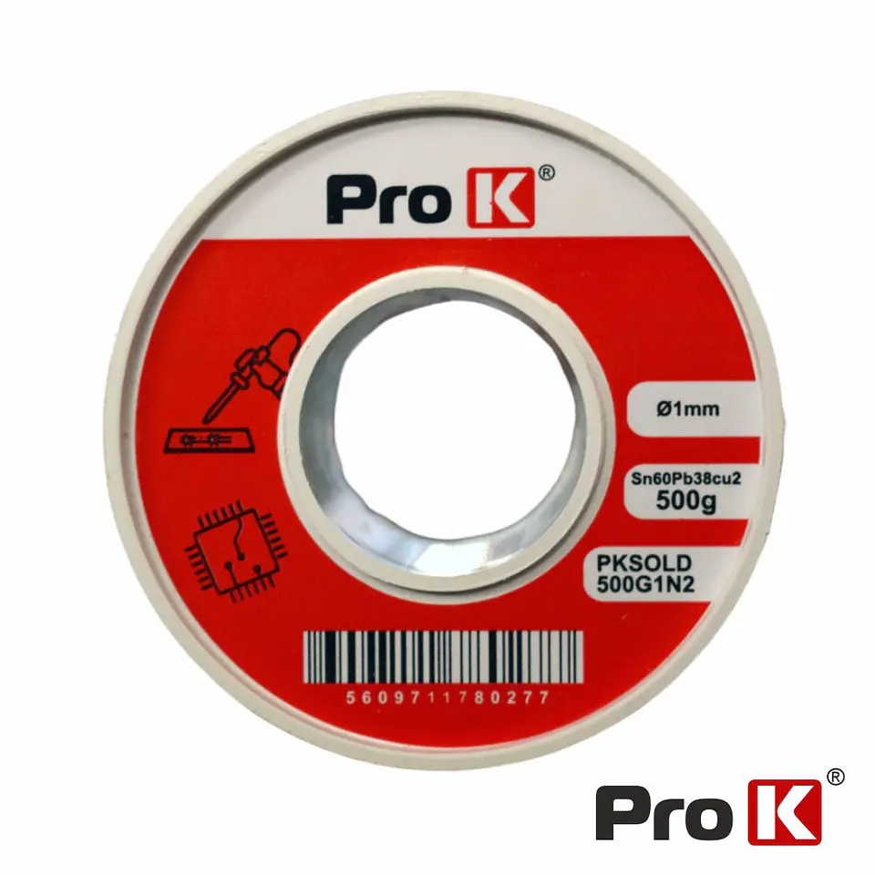 Solda 1mm Sn60Pb38Cu2 500g PROK 1