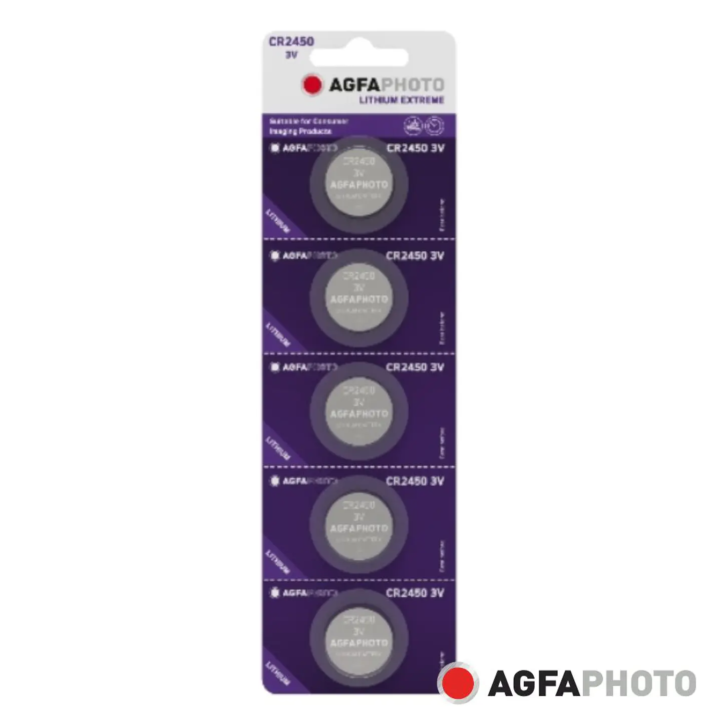 Pilha Lithium Botão CR2450 3V 5x Blister AGFAPHOTO 1