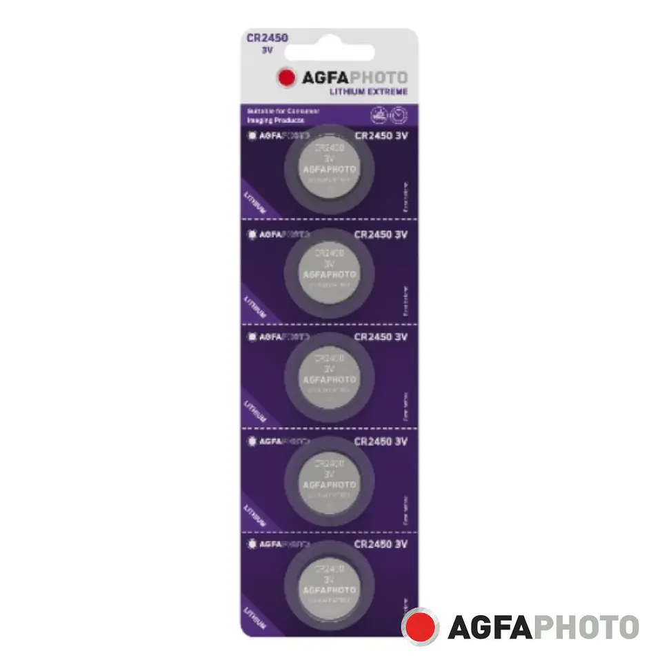 Pilha Lithium Botão CR2450 3V 5x Blister AGFAPHOTO 1