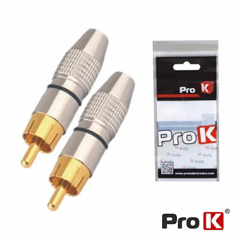 Conjunto 2 Fichas RCA Macho Preta Metálica / Dourada PROK