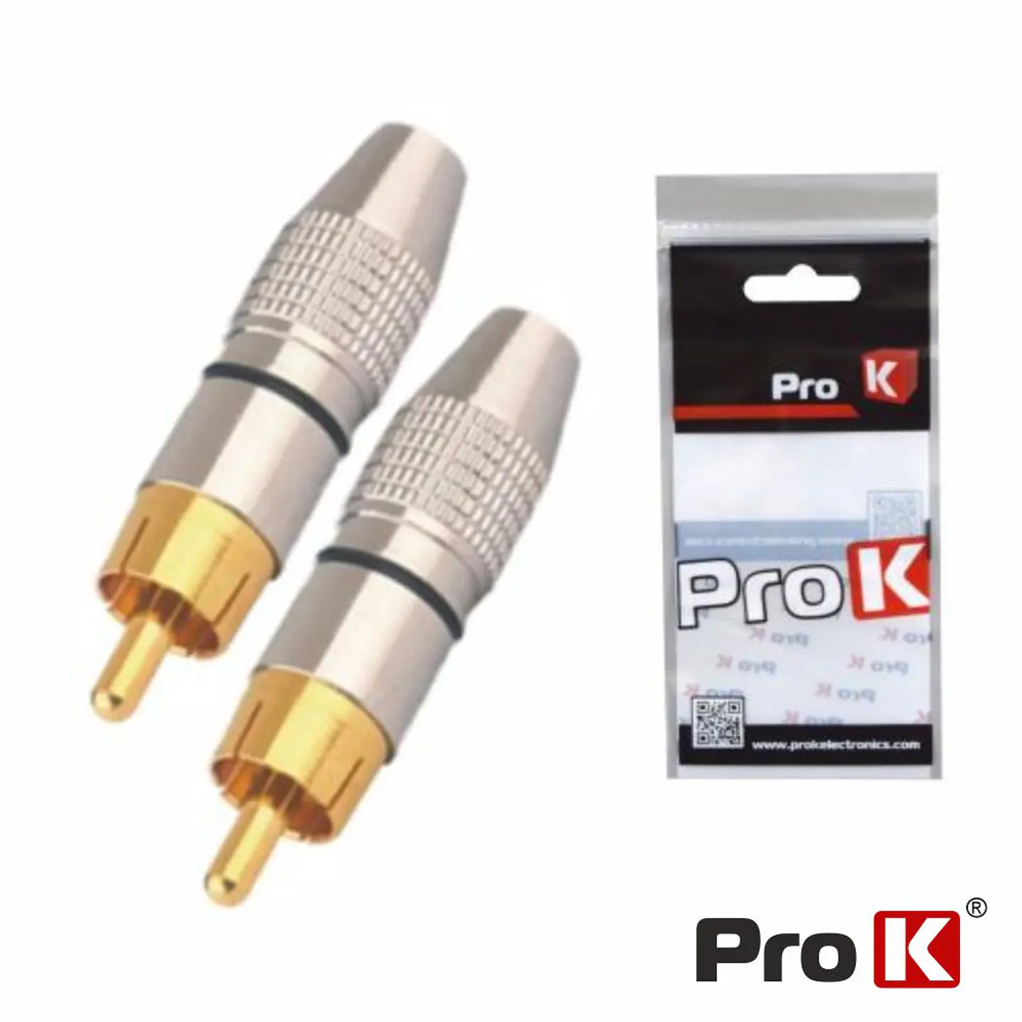 Conjunto 2 Fichas RCA Macho Preta Metálica / Dourada PROK 1