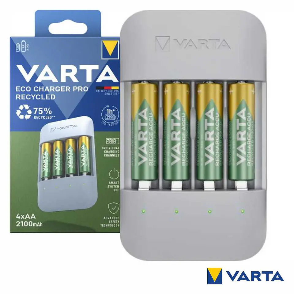 Carregador PRO pilhas AA/AAA C/ 4x AA 2100mAh 56816 VARTA 1