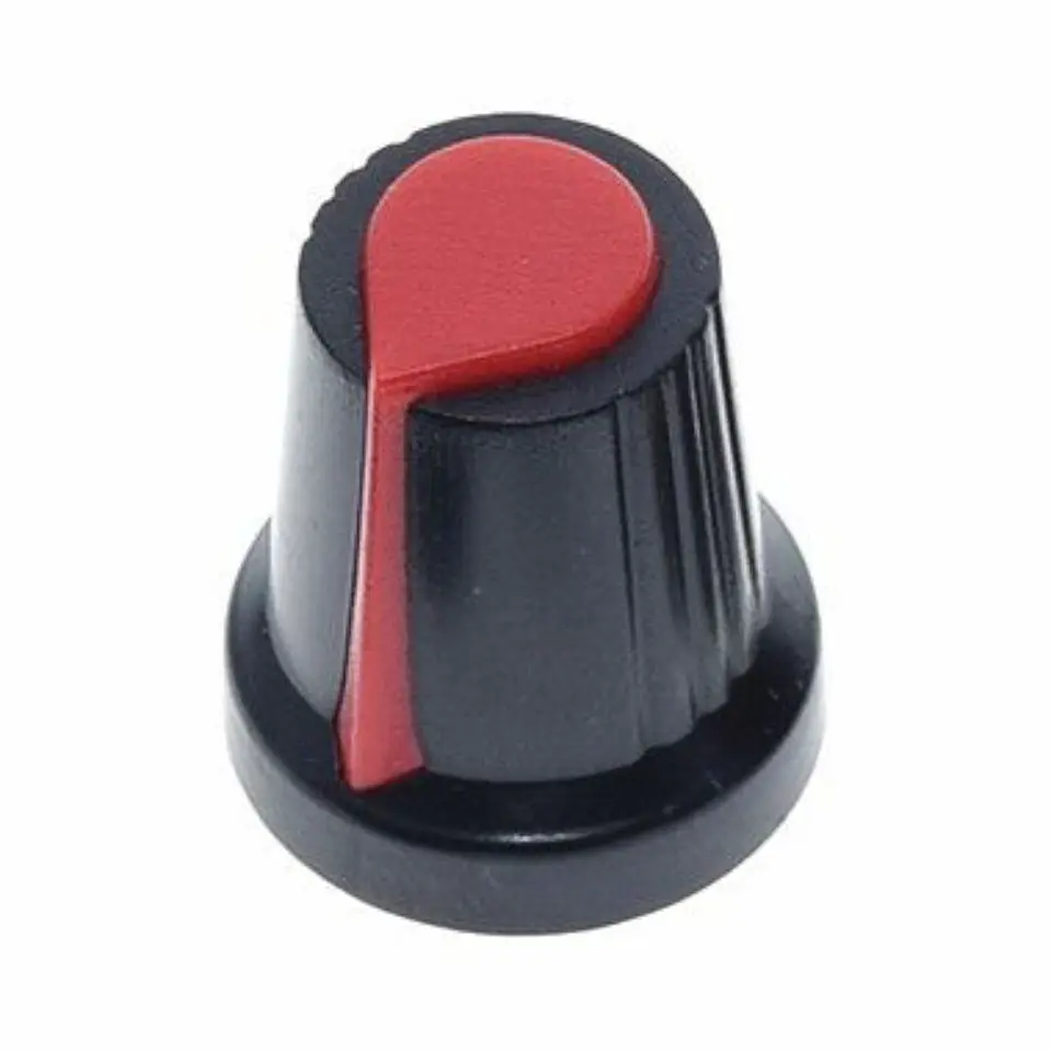 BOTÃO P/ POTENCIOMETRO PRETO C/ LINHA VERMELHA 15x17MM 1