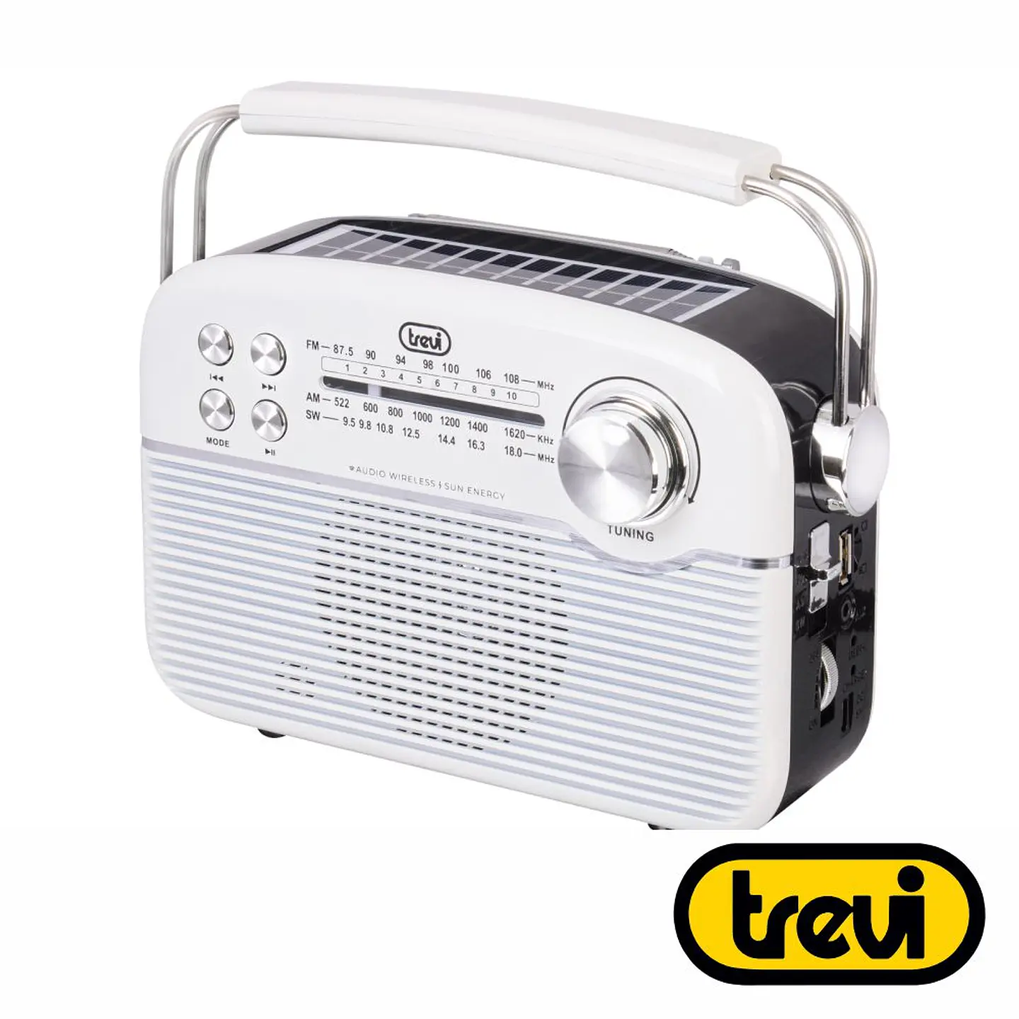 Rádio Portátil AM/FM/SW BT/USB/MicroSD C/ Painel Solar TREVI 1