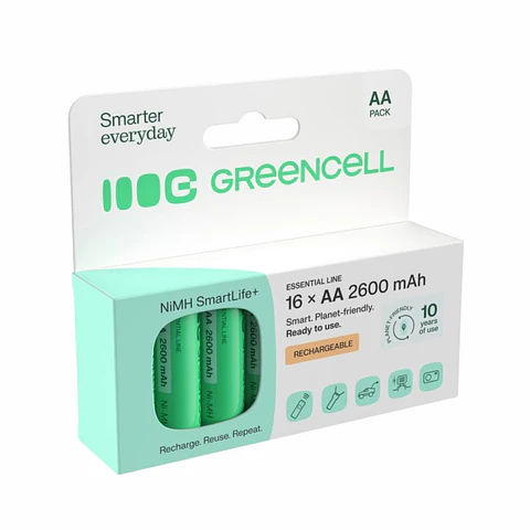 Pilha Recarregável AA 1.2V 2600mAh 16x Blister GREEN CELL