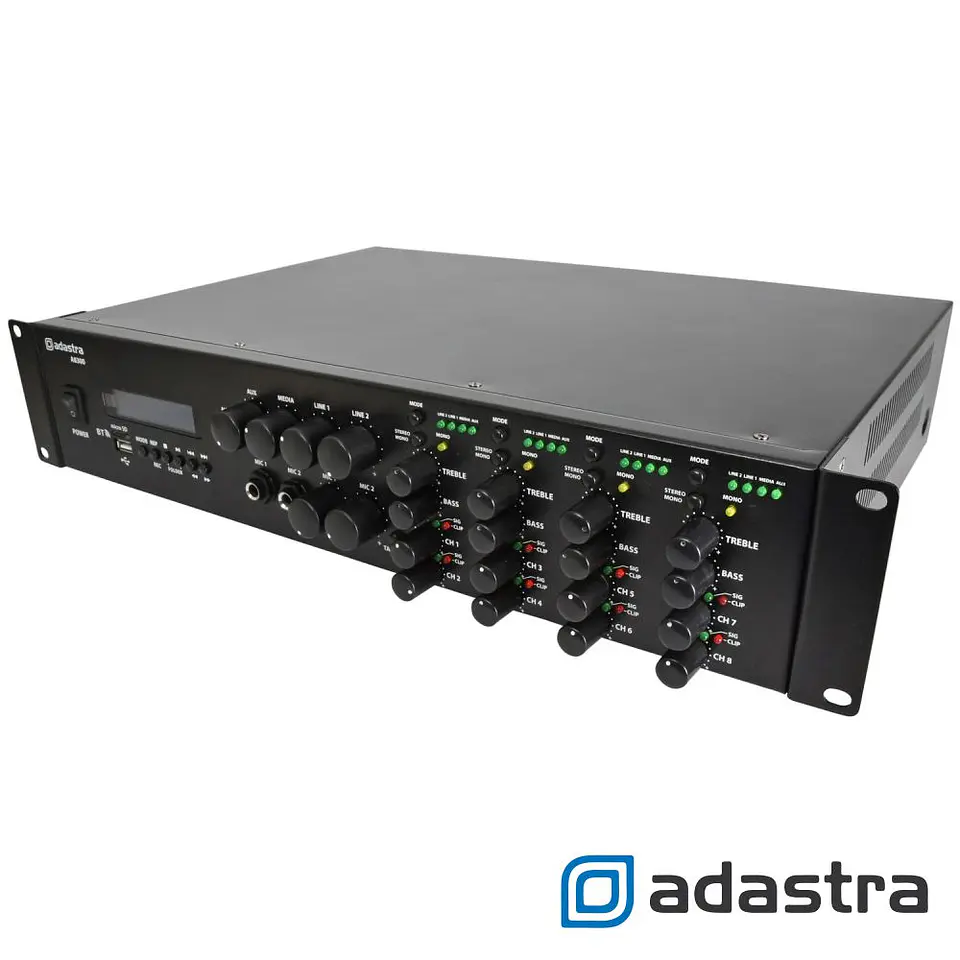 Amplificador Stereo 8x300W USB/MicroSD/FM/BT ADASTRA 1