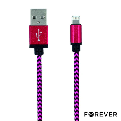 Cabo USB-A 2.0 Macho / iPhone 8P Rosa 1M FOREVER