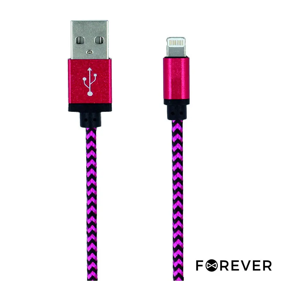 Cabo USB-A 2.0 Macho / iPhone 8P Rosa 1M FOREVER 1