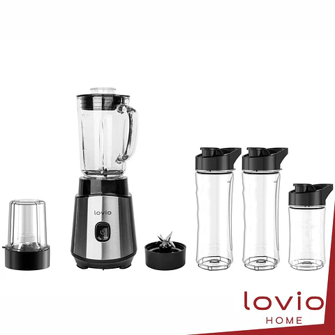 Liquidificador 500W 0.6L C/ 3x Garrafas e Moinho LOVIO