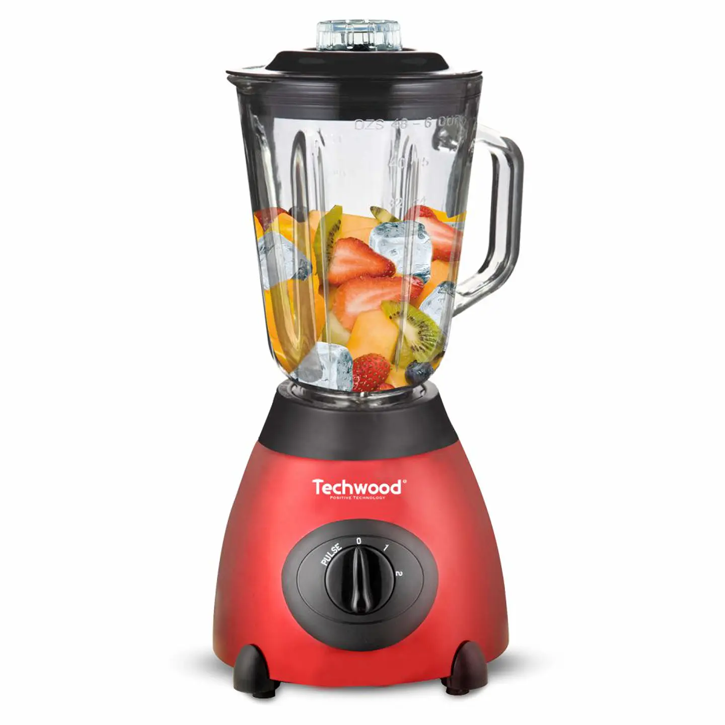 Liquidificador 500W 1.5L C/ Jarro de Vidro Vermelho TECHWOOD 1