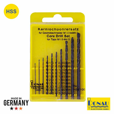 CONJUNTO DE 10 BROCAS HSS M1.0 A M4.0 DONAU