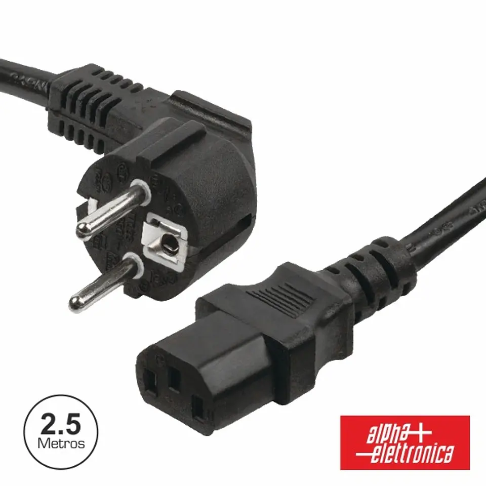 CABO ALIMENTAÇÃO SCHUKO MACHO 3P / IEC C13 FÊMEA 2.5M PRETO 1
