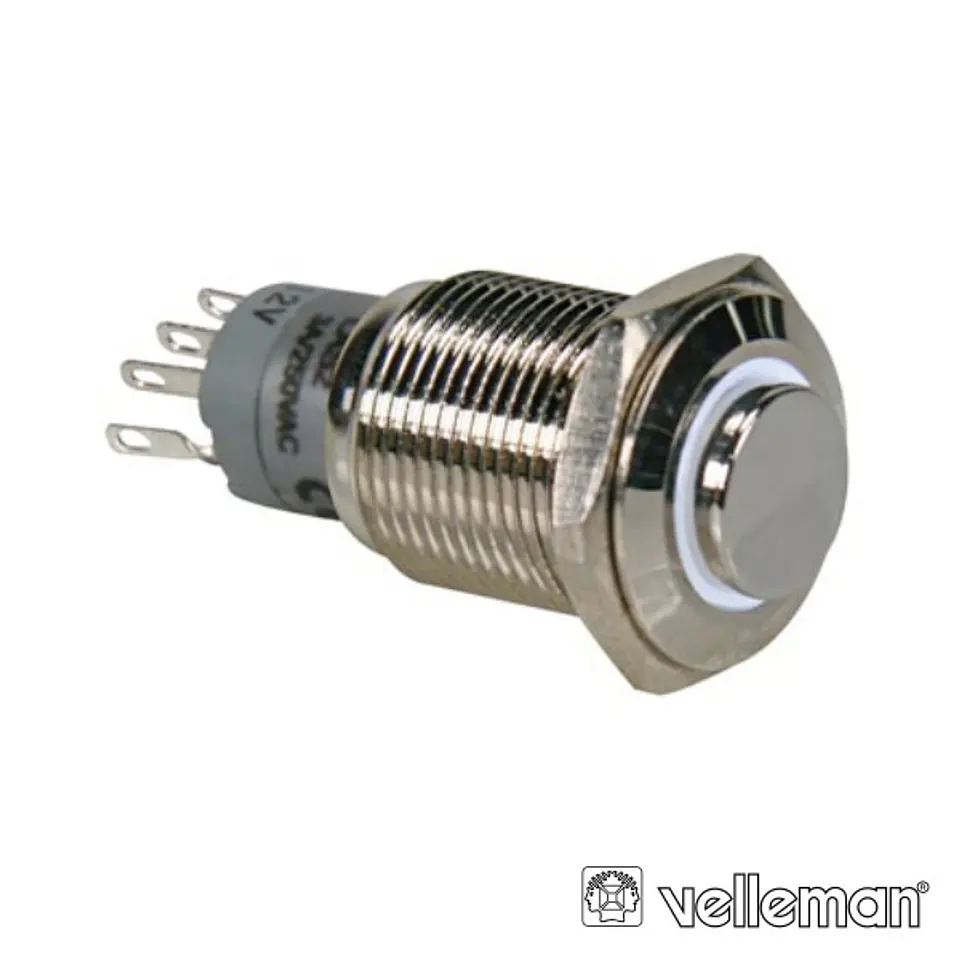 INTERRUPTOR REDONDO ALTO DE METAL SPDT 1NA 1NC ANEL BRANCO 1