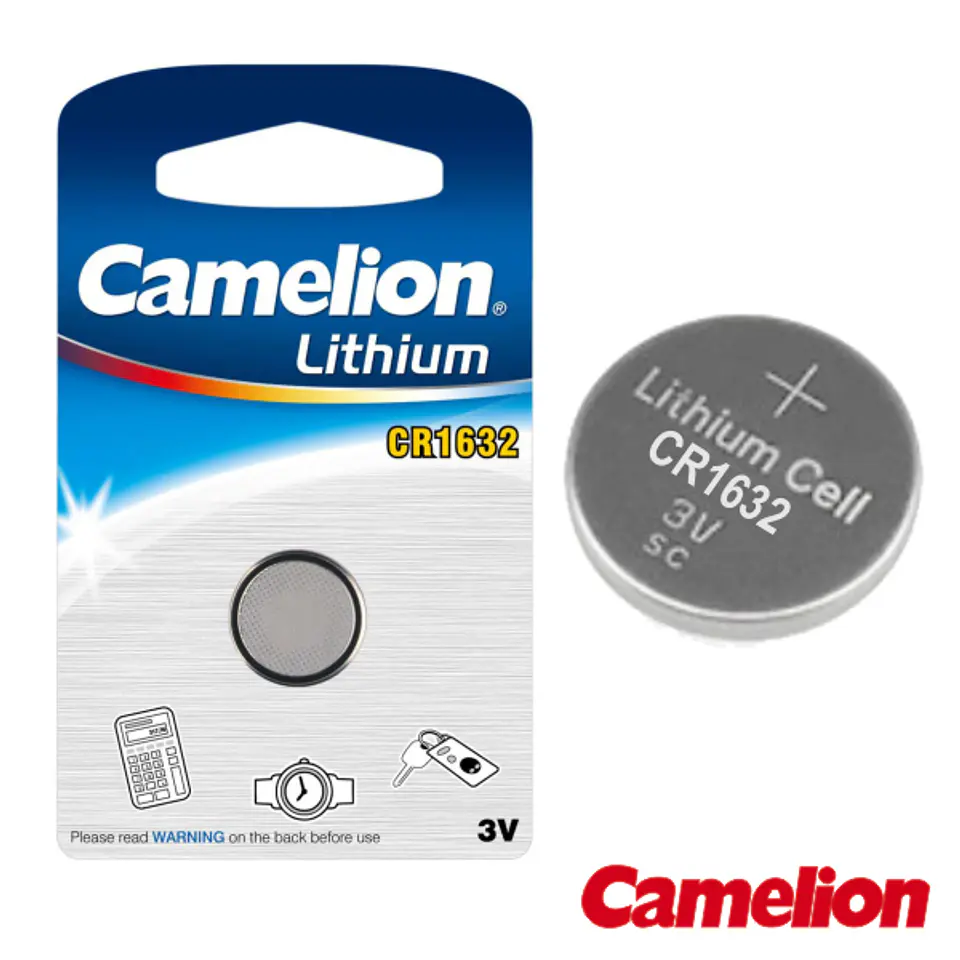PILHA LITHIUM BOTÃO CR1632 3V 120MA BLISTER CAMELION 1
