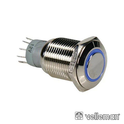 INTERRUPTOR REDONDO DE METAL SPDT 1NA 1NC ANEL AZUL