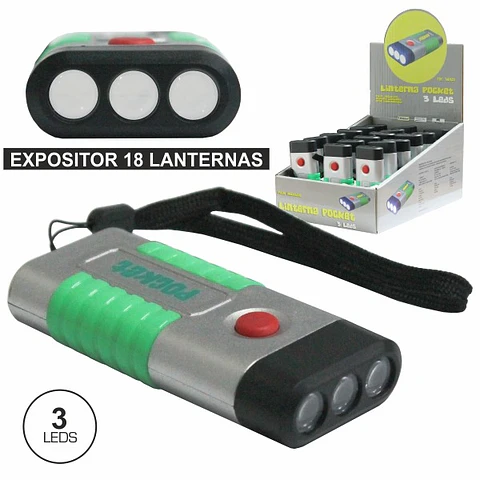 EXPOSITOR 18 LANTERNAS 3 LEDS E PILHAS