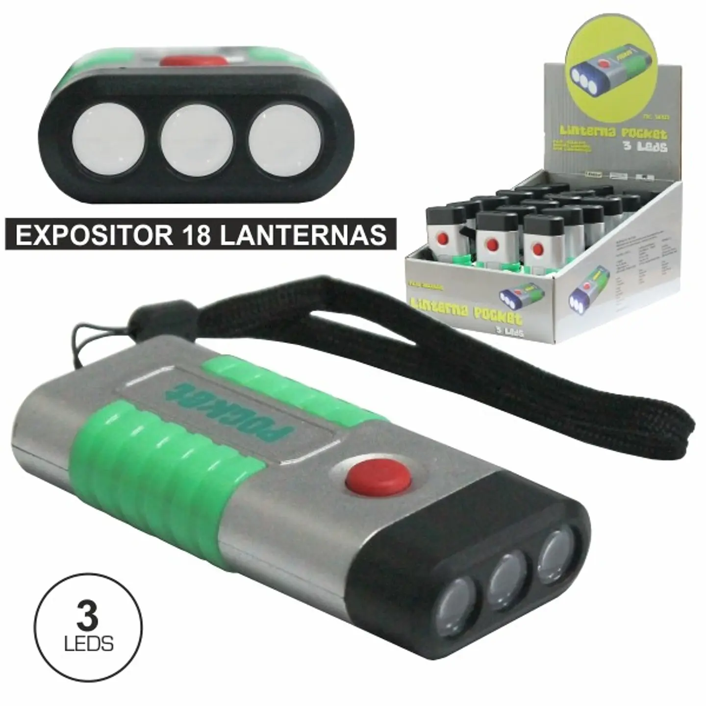 EXPOSITOR 18 LANTERNAS 3 LEDS E PILHAS 1