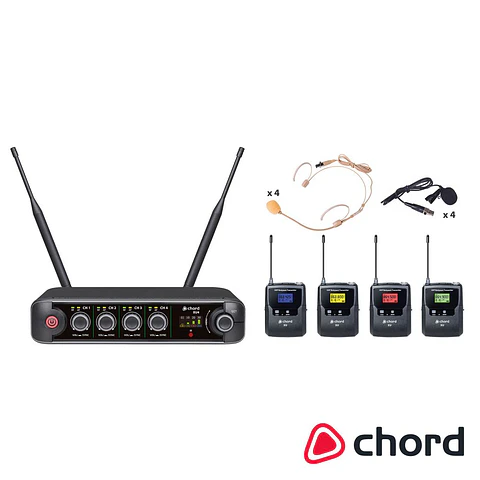 Central de Microfones UHF S/ Fios 4 Canais CHORD