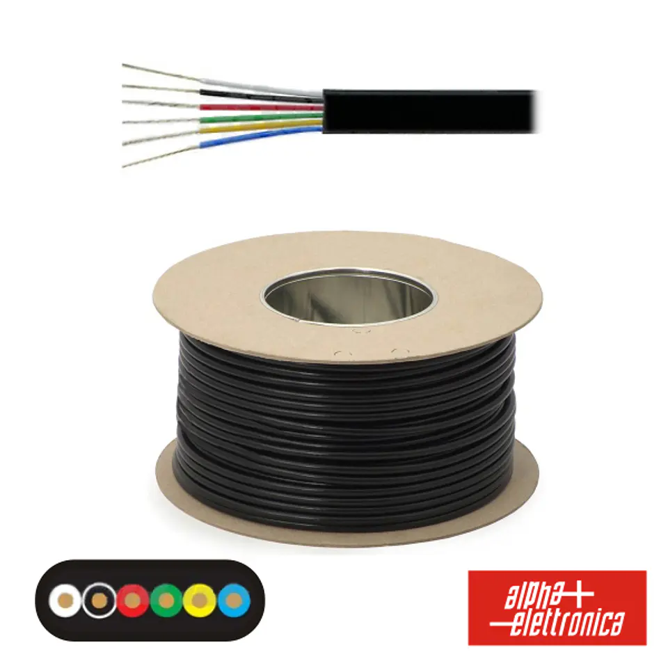 CABO TELEFONE 6 CONDUTORES 6x0.14MM DIM 6.9X2.55 PRETO 1