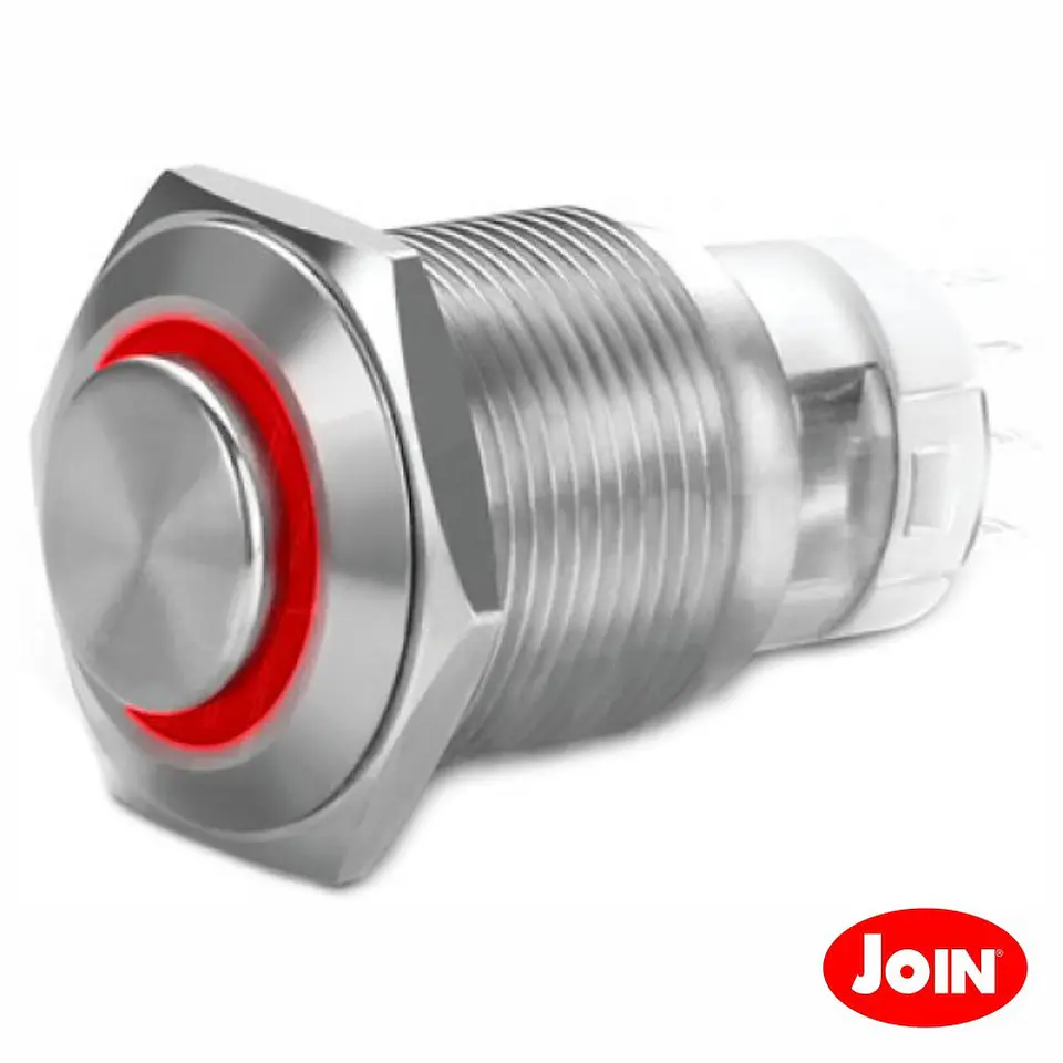 INTERRUPTOR REDONDO DE METAL 12V PRETO VERMELHO 1