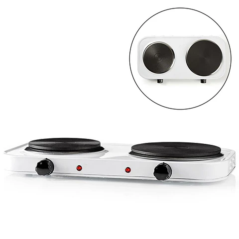 Fogão Elétrico 2 Placas 2500W Branco NEDIS