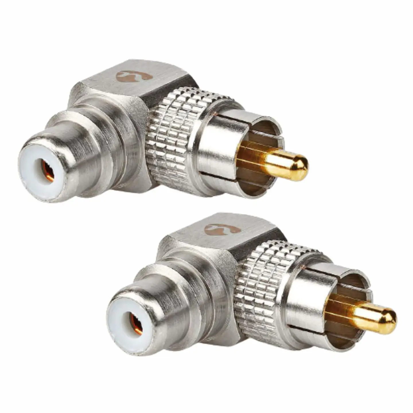 2 Fichas Adaptadoras RCA Fêmea / RCA Macho 90º 1