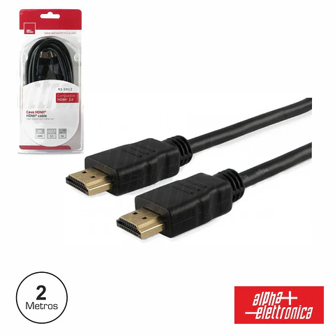 CABO HDMI DOURADO MACHO / MACHO 2.0 4K PRETO 2M BLISTER