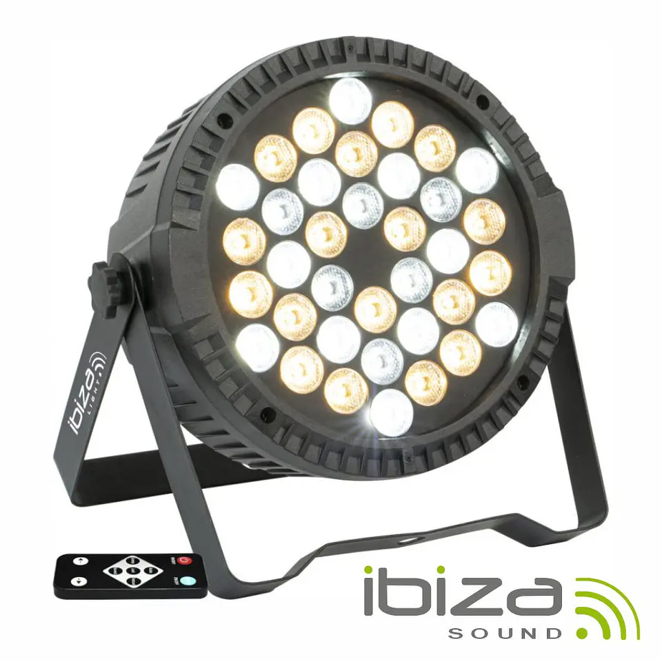 Projetor Par C/ 36 LEDS 1W Branco Frio E Quente DMX IBIZA 1
