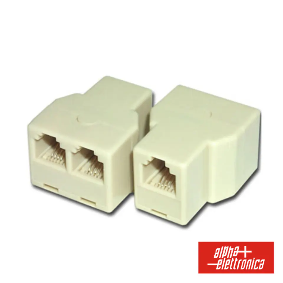 ADAPTADOR DE TELEFONE RJ12 6P6C 1 FÊMEA / 2 FÊMEA 1