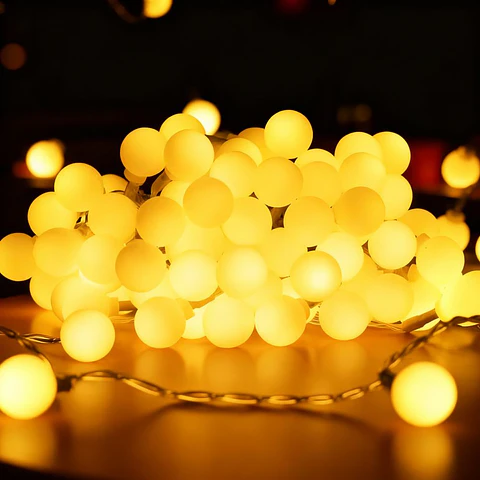 Luzes de Natal com 100 LED Branco Quente 3xAA 10m IP44