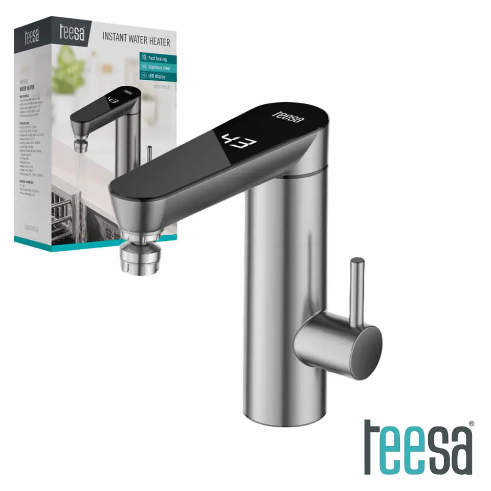 Torneira Elétrica de Bancada 220V 3000W IPX4 Inox TEESA 1
