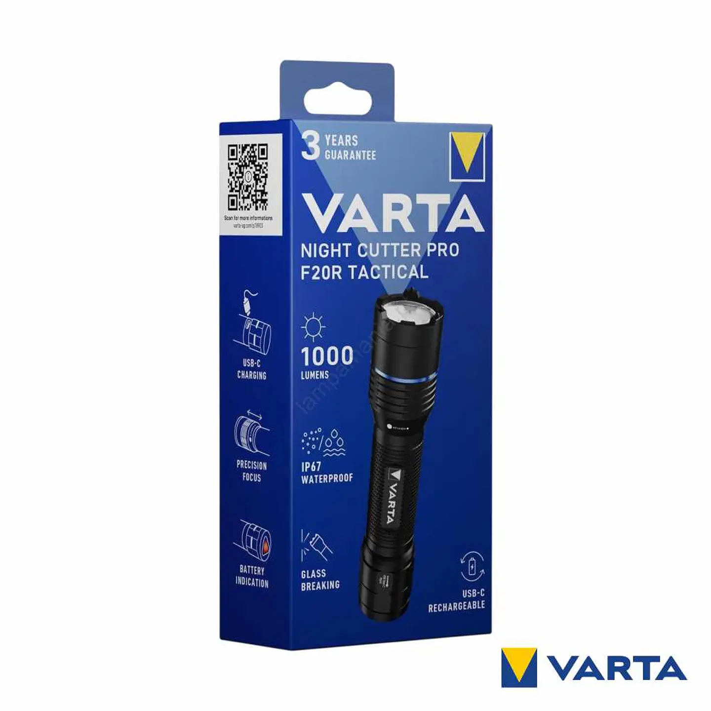 Lanterna LED Night Cutter PRO F20R 1000lm Tática VARTA 1