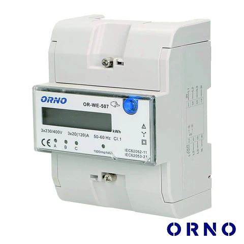 Contador de Energia 230V/120A 3 Módulos P/ Calha Din ORNO