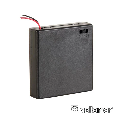 SUPORTE P/ 4 PILHAS AA C/ FIOS E INTERRUPTOR