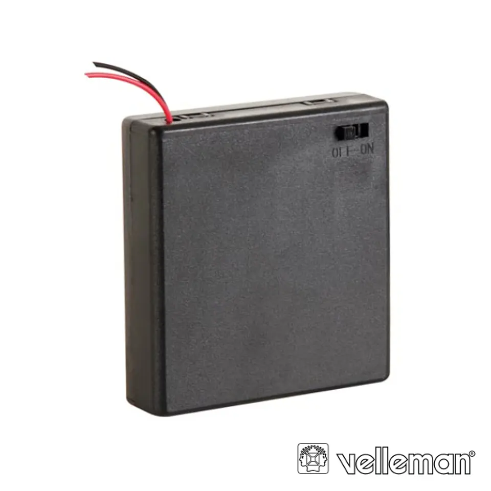 SUPORTE P/ 4 PILHAS AA C/ FIOS E INTERRUPTOR 1