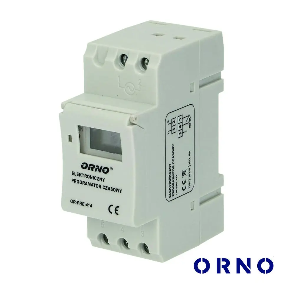 Temporizador Semanal Digital 16A 230V P/ Calha Din ORNO 1
