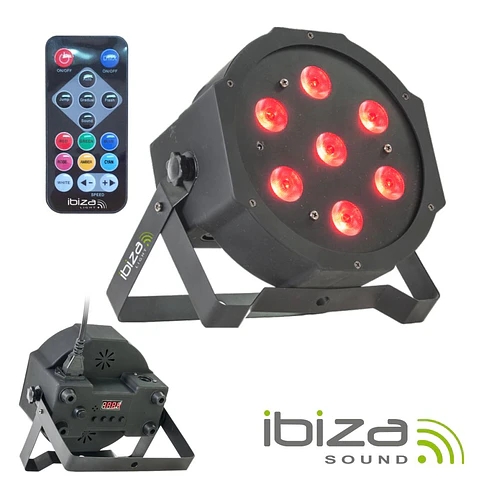 Projetor Luz C/ 7 LEDS RGBW DMX Comando IBIZA