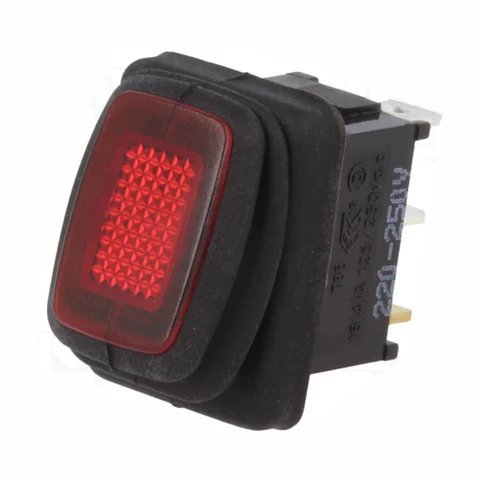 Interruptor Basculante C/ Luz 16A-250V SPST ON-OFF Vermelho