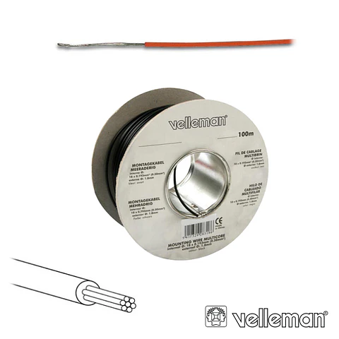 CABO MULTIFILAR LARANJA 0.20MM ROLO 100M VELLEMAN