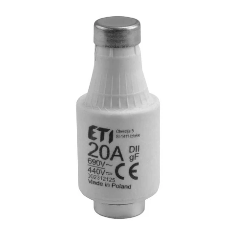 Conjunto de 2x Fusíveis Cerâmicos D02 20A 500V VIRONE