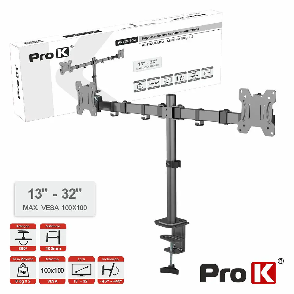 Suporte Duplo Monitor Mesa 13-32