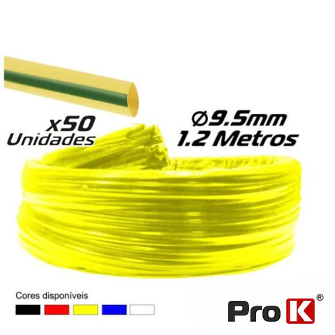 TUBO MANGA TERMORETRÁCTIL 9.5MM 1.2M 25X VERDE/AMARELA PROK