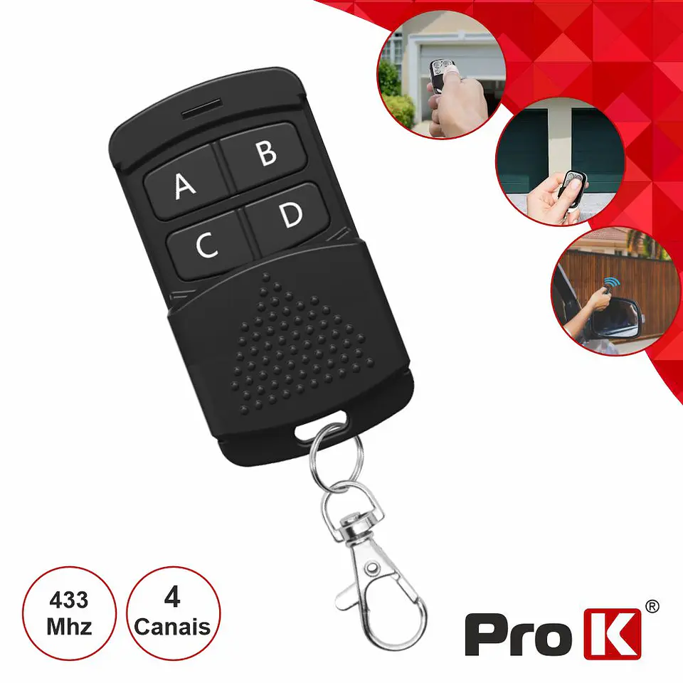 Comando Garagem Universal 4 Canais 433mhz PROK 1