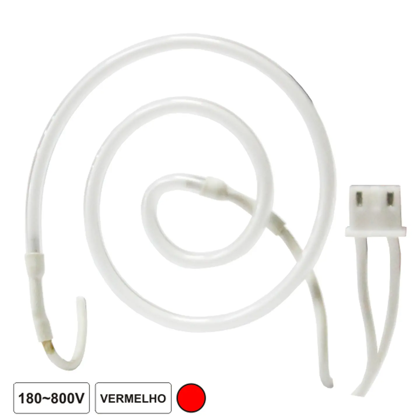 LÂMPADA TUBULAR 180-800V NÉON ESPIRAL VERMELHO 1