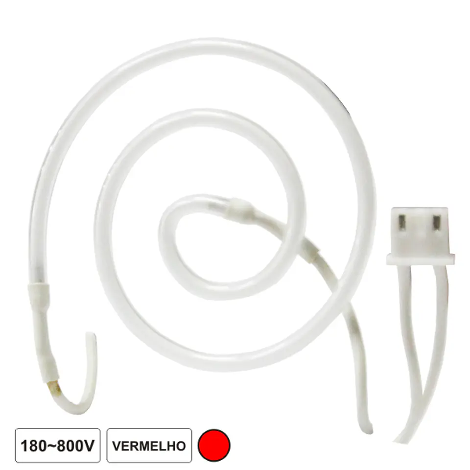 LÂMPADA TUBULAR 180-800V NÉON ESPIRAL VERMELHO 1