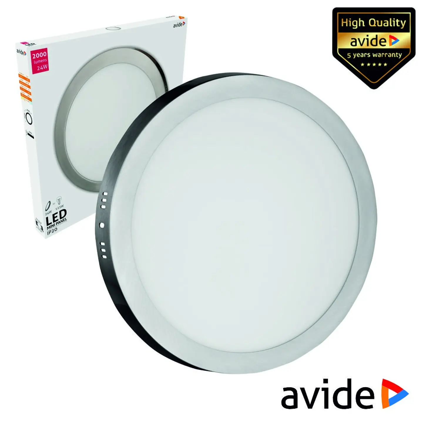 Painel LEDS Redondo Superfície 24W 300mm 4000k 2000lm AVIDE 1