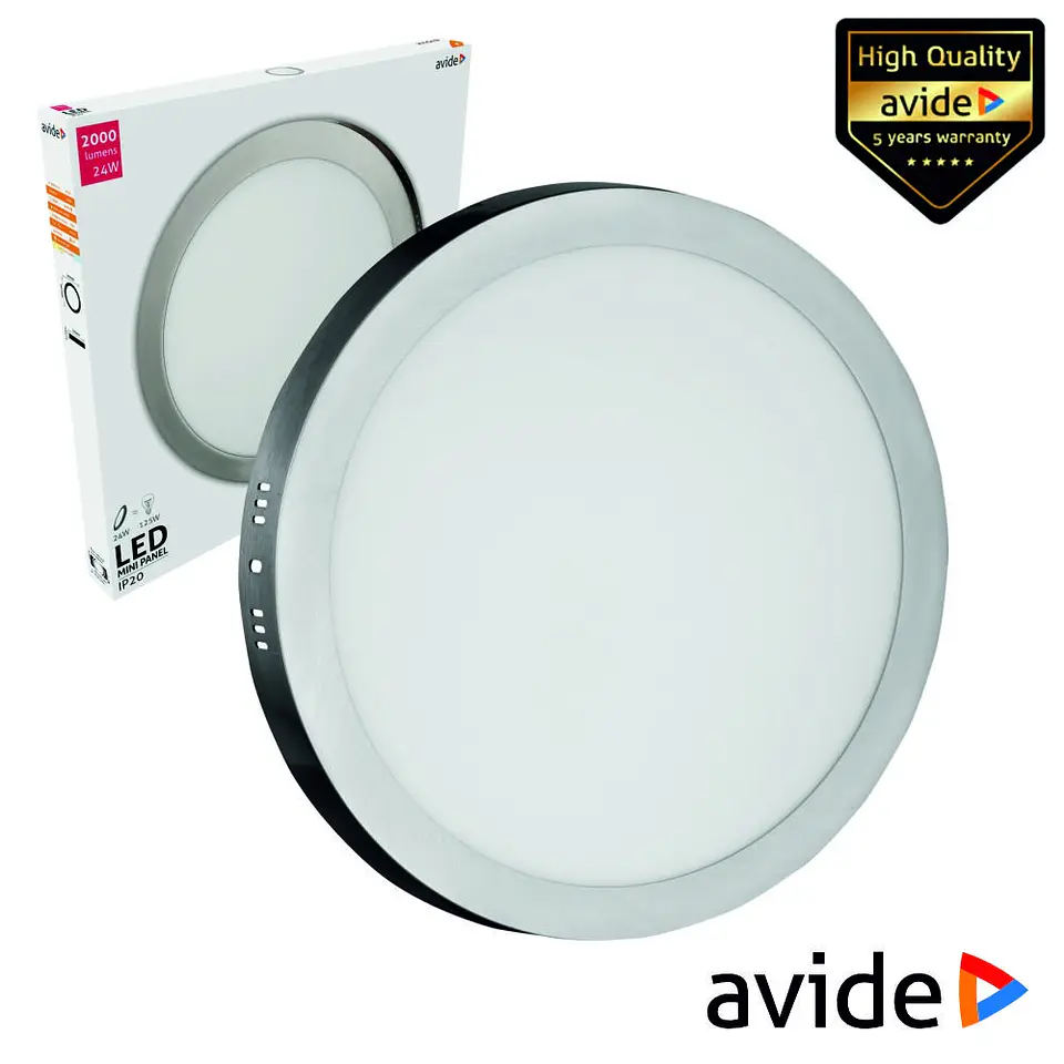 Painel LEDS Redondo Superfície 24W 300mm 4000k 2000lm AVIDE 1