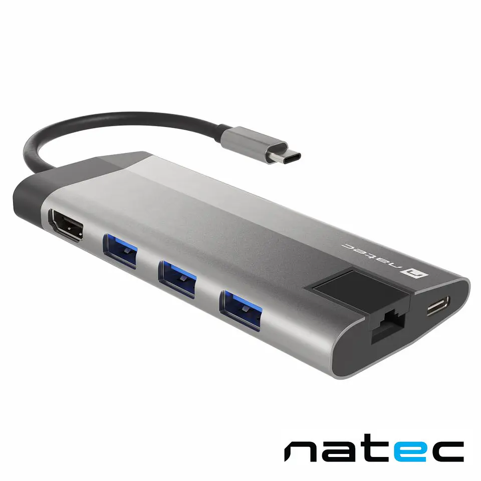 Hub USB-C P/ USB-C+HDMI+3USB+RJ45+SD/MicroSD LANBERG 1