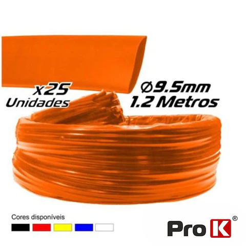 TUBO MANGA TERMORETRÁCTIL 9.5MM 1.2M 25X VERMELHO PROK