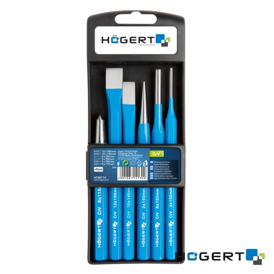 Conjunto de 6 Punções/Cinzéis HOGERT 1